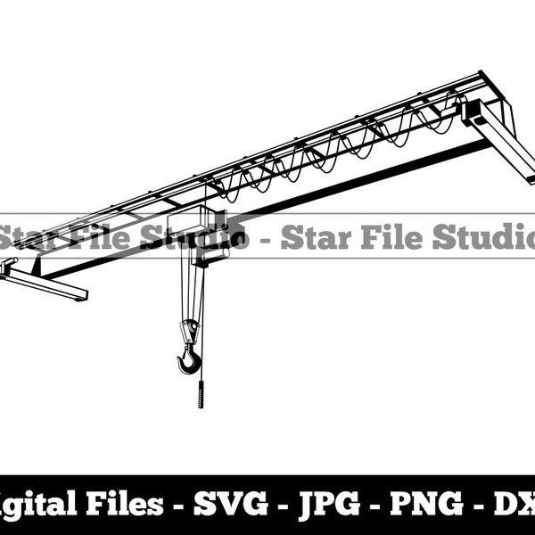 Overhead Crane Svg, Industrial Crane Svg, Heavy Equipment Svg, Crane Png, Crane Jpg, Crane Files, Crane Clipart