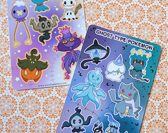 Ghost Type Pkm Sticker Sheets | Ghost Type | Pkm Ghost Type | Sticker Sheets | Pkm Decals | Video Game Stickers | Bujo Stickers | Handmade