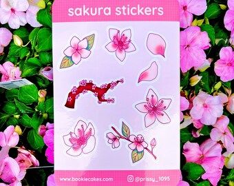 Sakura Sticker Sheet: Glossy Vinyl Cherry Blossom Stickers
