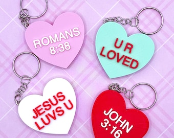 Christian Bible Verse Heart Keychain | Faith Based Gift | Scripture Keychain | Jesus Loves You | Religious Gift for Her