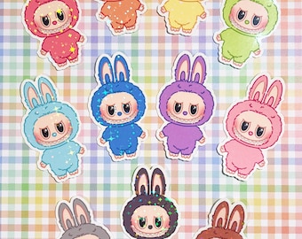 Holographic Monster Rabbit Stickers: Kawaii Decal Pack