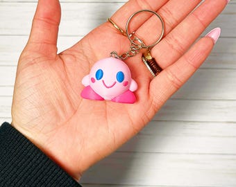Pink Puffball Keychain | 3D Printed Game-Inspired Keyring | Cute Character Charm | Kawaii Gamer Gift