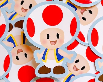 Toad Die Cut Sticker | SMB Video Game Sticker | Glossy Die Cut Sticker | Video Game Character | Decal Sticker | Cute Sticker | Glossy Vinyl