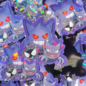 Ghost/Poison Type Sticker: Shattered Glass Holo Die Cut Decal