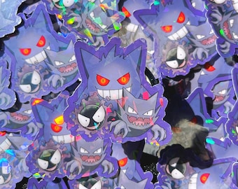 Ghost Type Die Cut Sticker | Ghost Type | Poison Type | Pkm Sticker | Pkm Holo Decal | Holo Decal Sticker | Ghost Type Evol Sticker