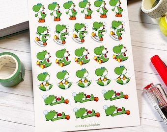 Colorful Dinosaur Planner Stickers: Kawaii Matte Vinyl Sticker Sheets