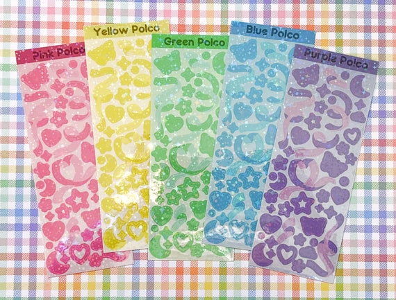 Holographic Pastel Rainbow Polco Sticker Sheet: Kawaii Stickers