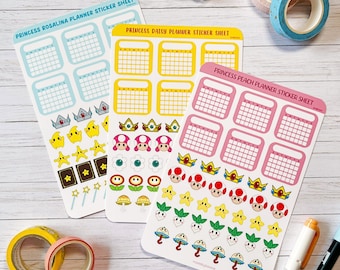 SMB Princess Planner Stickers: Kawaii Peach, Daisy, Rosalina
