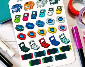 Video Game Console Sticker Sheets | Planner Stickers | Sticker Sheets | Bujo Planner Sticker Sheets | Video Games | Kawaii Stickers