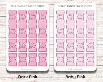 Mini Planner Tabs | Planner Tabs | Month Tab Stickers | Colorful | Pastel Rainbow | Monthly Divider Stickers | Cute Tabs Stickers | Handmade