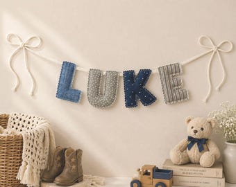 Personalized Fabric Name Banner, Bubble Letter Banner, Custom Nursery Decor, Baby Name Letters, Kids Room Decor, Birthday Decor
