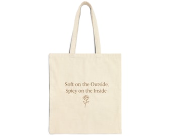 Romance Reader Tote Bag, Soft on The Outside Spicy on the inside, Bookish Gift for Book Lovers, BookTok Aesthetic Canvas Tote