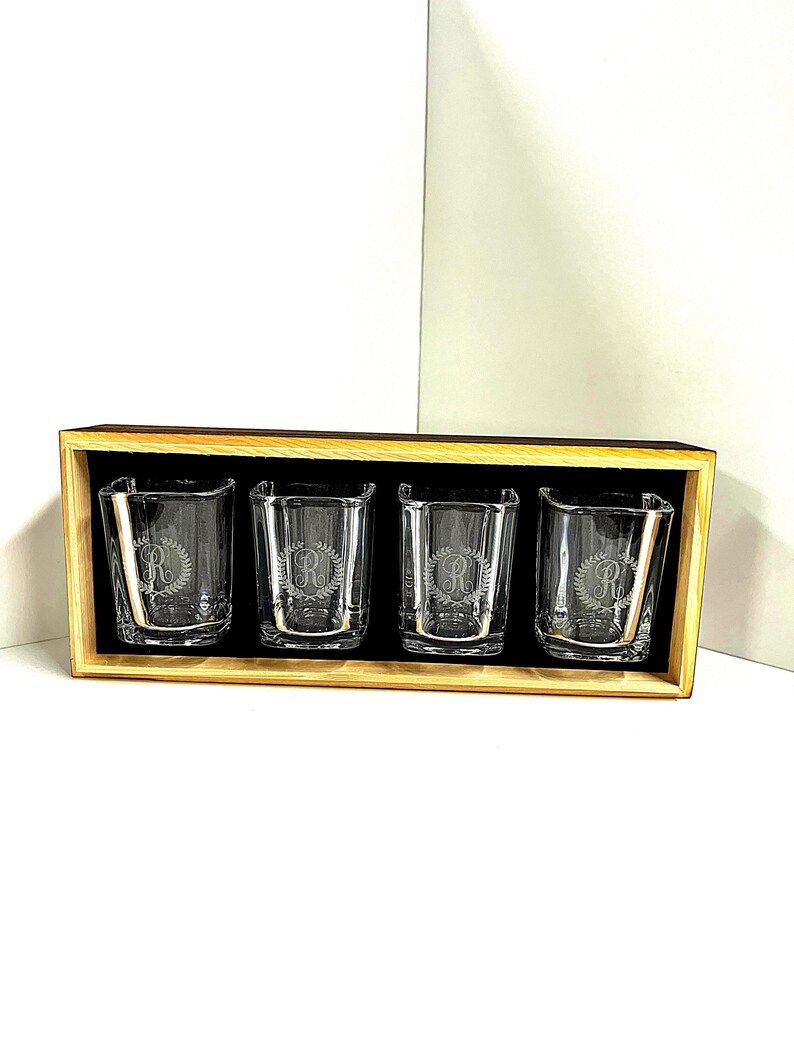 Shot Glass Gift Set – Ford Blue Oval Logos – 2 Glasses + Drink Mat – Retro StangStuff – Free US Shipping