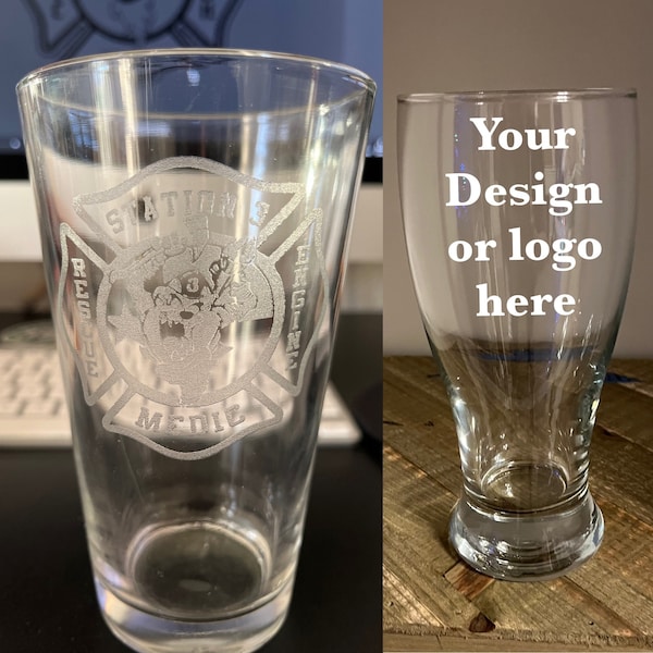 Add Your Personalized Touch to Your Favorite Drink with Our 16 oz Pub Style Glass or 19.25 Pilsner Glass – Engraved with Precision