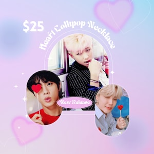 BTS Lollipop Necklace Bts K-Pop BTS Heart Jewelry BTs Fan Best Friend Gift BTS Army Love Birthday Gift