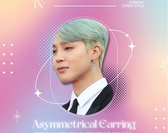 Brinco pendurado 1 peça Kpop Brincos pendurados, brincos inspirados no Kpop Huggie Hoop Brincos de joias nervosas Brincos coreanos de aço inoxidável
