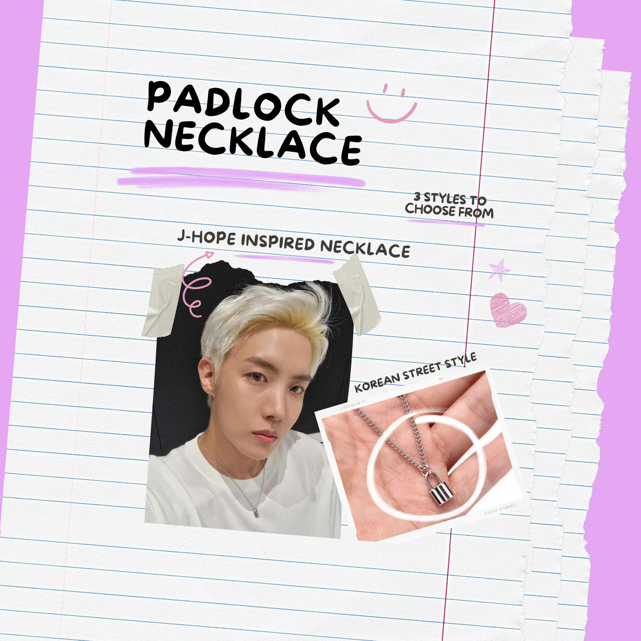 BTS J-Hope Hoseok Hobi Inspired Lockit Pendant Necklace