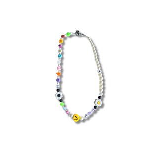 BTS Necklace Custom Smiley Beaded Necklace | Colorful Necklace Pearl smiley beaded bracelet | BTS Style Kpop BTS inspired Bead Necklace