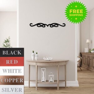 Metal Wall Hange, Narrow Decorative Scroll, Metallic Wall Accent, Cabin Wall Decor, Rustic Metal Scrolls, Airbnb Decoration