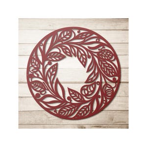 Christmas Metal Wreath Holly Leaves, Berries Bow Outdoor Metal Wall Art, Holiday Porch Decor, Winter Home Decor, Christmas Housewarming gift image 5