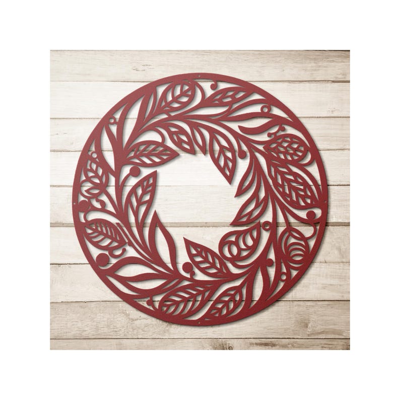 Christmas Metal Wreath Holly Leaves, Berries Bow Outdoor Metal Wall Art, Holiday Porch Decor, Winter Home Decor, Christmas Housewarming gift image 5