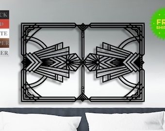 Metal Art Deco Wall Art Decor, Abstract Lines Wall Sculpture, Office Decoration, Housewarming Wedding Decor Gift Art, Art Deco Accent Decor