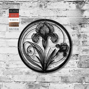Metal Iris Flower Wall Art | Garden Flower Sign | Metal Garden Sign | Outdoor Metal Decor | Custom Garden Art | Garden Wall Accent | Floral