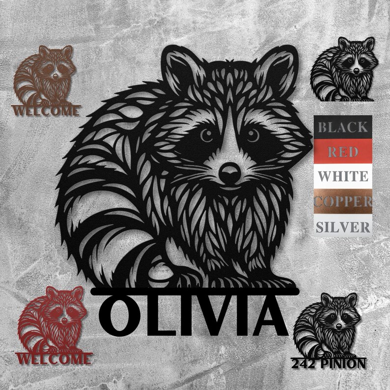 Copper Racoon Metal Racoon Welcome Sign, Racoon Wall Art Decor, Racoon Lover Gifts ...
