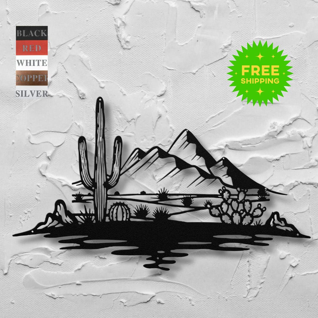 Large Wall Art Desert Landscape | Southwest Decor | Metal Desert Art ...