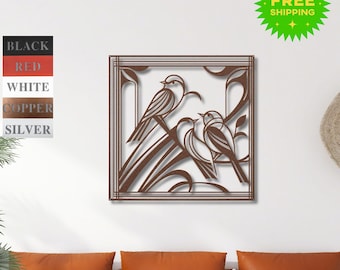 Metal Bird Decor, Art Deco birds Wall Art, Art Modern Patio Decor, Birder Lover Wall Decoration, Birding Living Room Decor, Outdoor Bird Art