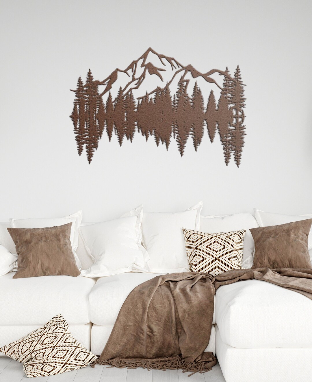 Mountain Scenery Metal Wall Art Forest Living Room Decor Etsy