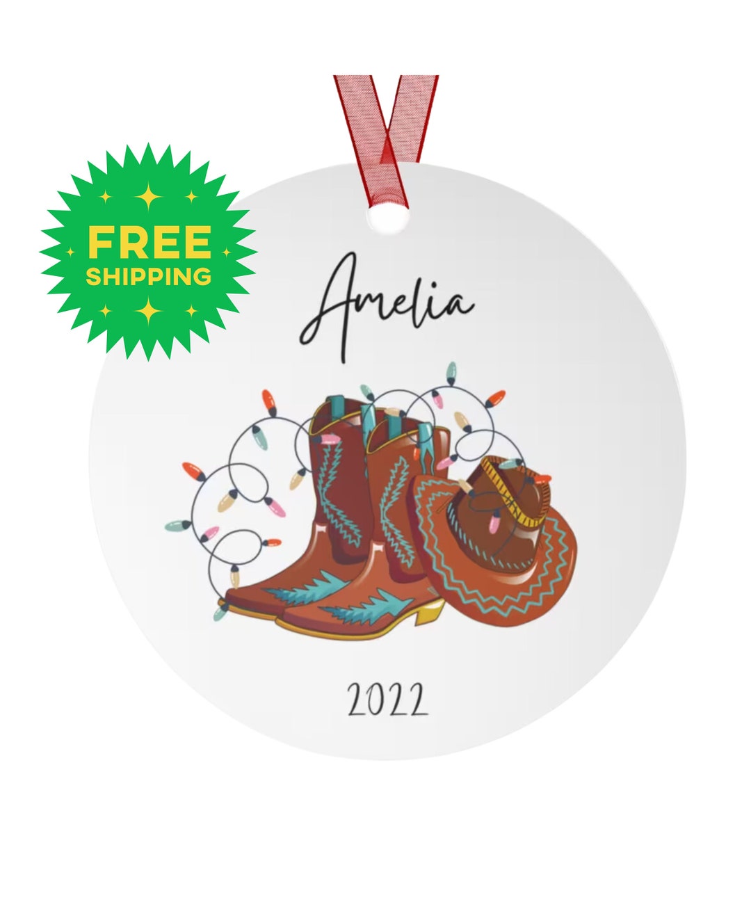 Custom Cowgirl Ornament, Personalized Cowgirl Ornament, Women's Cowboy ...