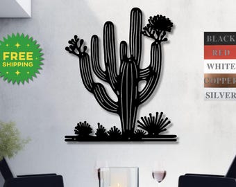 Metal Saguaro Cactus Wall Art: Southwest Desert Decor