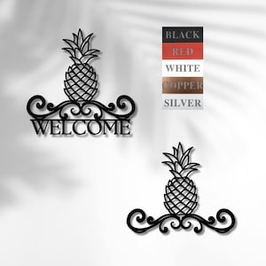 Metal Pineapple Welcome Sign | Southern Front Door Decor | Tropical Entryway Accent | Beach House Gift | Farmhouse Porch Art