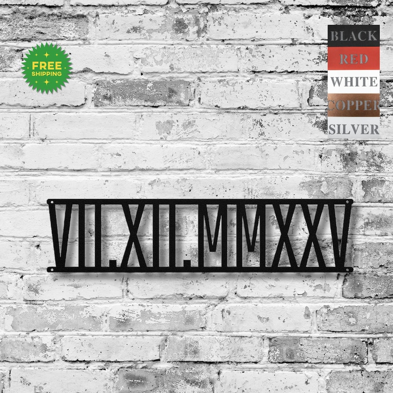 Custom Metal Roman Numeral Date Sign: Anniversary Wall Art - Etsy