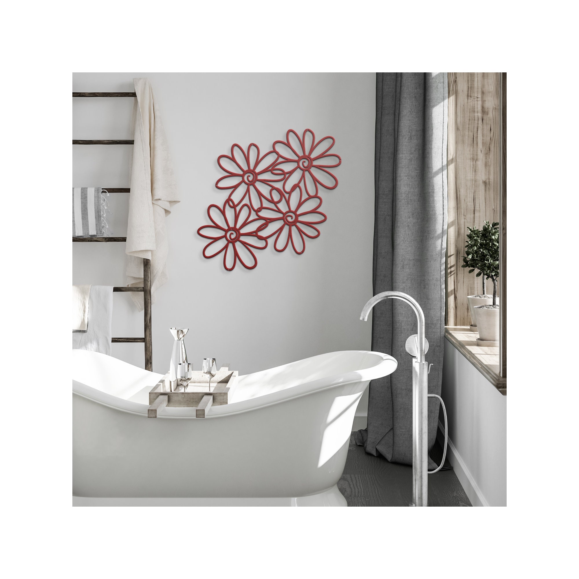 Metal Flower Wall Art, Metal Daisy Wall Art, Outdoor Metal Flower Wall