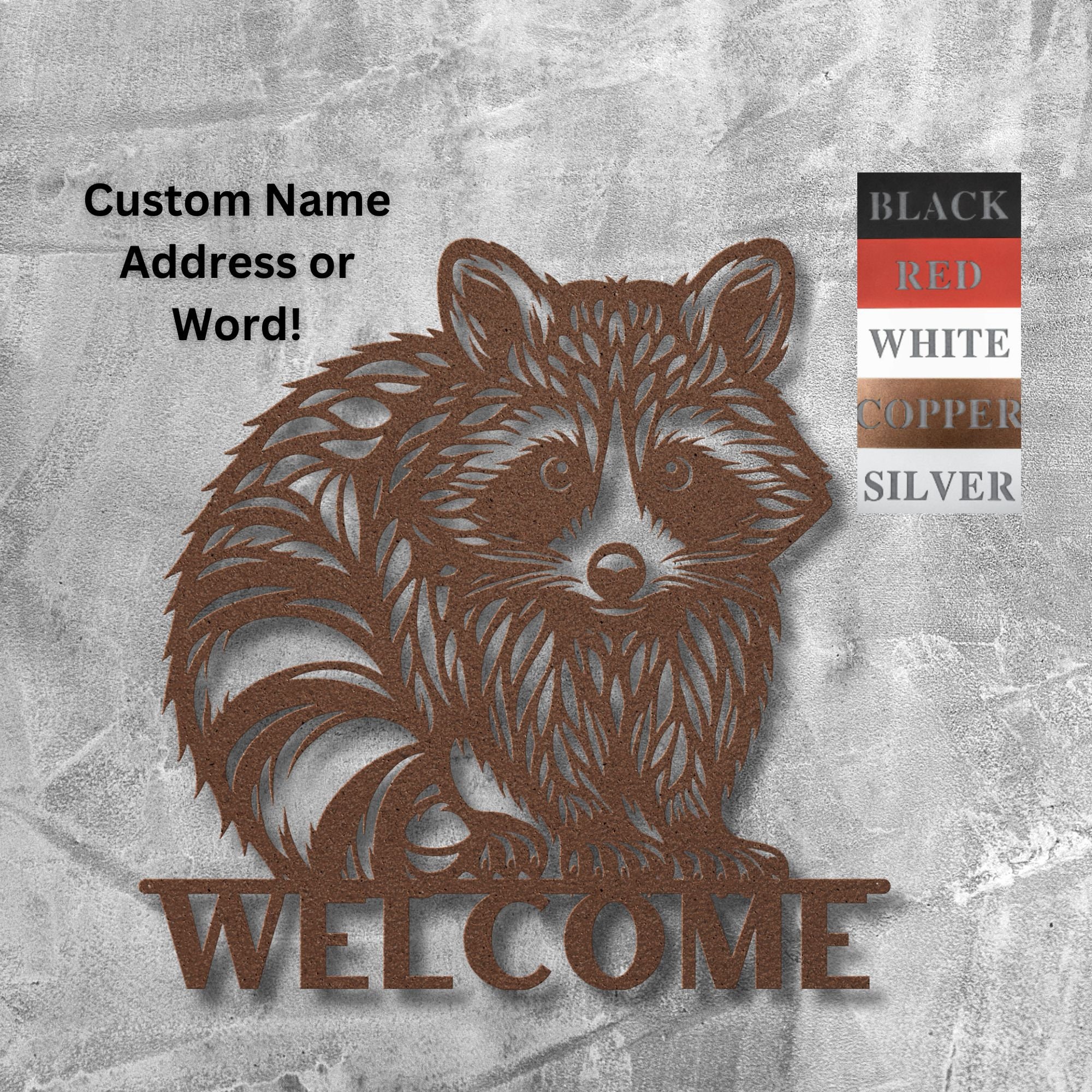 Metal Racoon Panel Metal Racoon Welcome Sign, Racoon Wall Art Decor, Racoon Lover Gifts ...