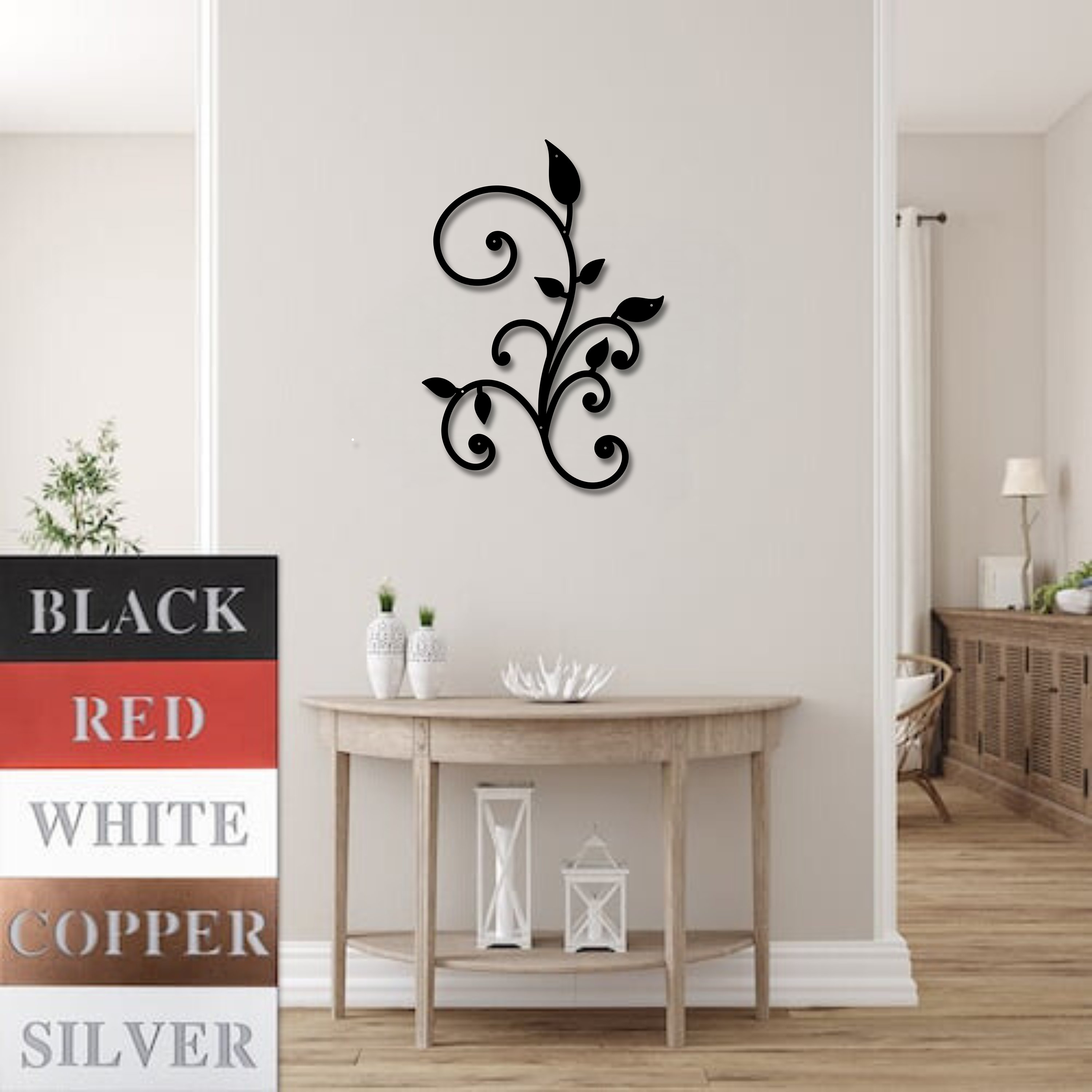 Metal Scroll, Metal Scroll Wall Art, Metal Vine, Rustic Farmhouse Wall