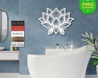 Lotus Metal Wall Art | Zen Garden Decor | Spiritual Flower Sign | Metal Garden Sign | Yoga Room Art | Meditation Space Decor | Lotus Flower
