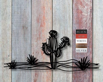 Western Decor, Horizontal Desert Wall Art, Rustic Cactus Wall Art, Southwestern Decor, Southern Metal Wall Art, Desert Decor, Saguaro Gifts