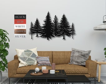 Metal Evergreen Trees Wall Art | Pine Forest Mountain Decor | Outdoor Cabin Lodge Sign | Nature Home Art | Rustic Woodland | Forest Gift