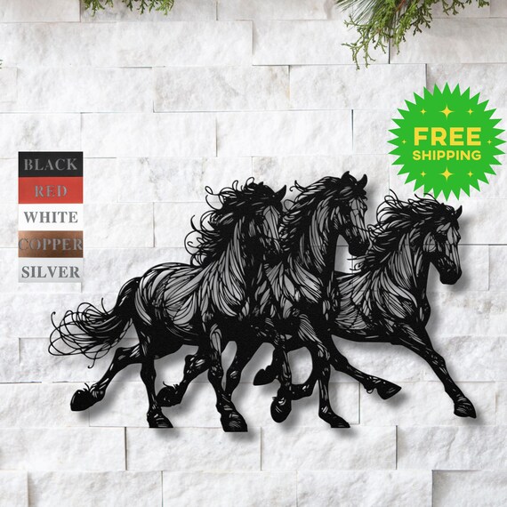 Metal Horse Herd Wall Art | Running Horses | Large Herd Art | Herd of Horse Art | Ranch Wall Art | Equestrian Gift | Horse Ranch Decor