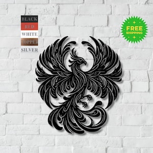 Metal Phoenix Wall Art | Mystical Phoenix Metal Decor | Hope and Rebirth Wall Art | Phoenix Rising Metal Sign | Mythical Bird Wall Decor
