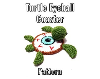 Crochet Turtle Eyeball Coaster Pattern - PDF Instructions Only