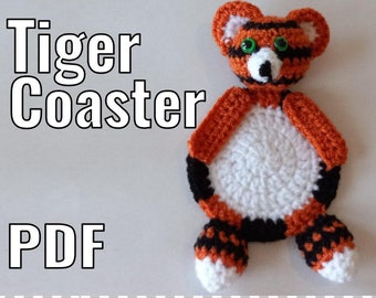 Crochet Tiger Coaster Pattern - Animal Coaster - PDF Only