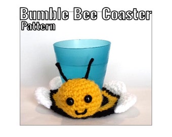 Crochet Bumble Bee Coaster Pattern - Animal Coaster - PDF Instructions Only