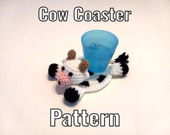 Crochet Cow Coaster Pattern - Animal Coaster - PDF Instructions Only