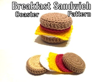 Crochet Breakfast Sandwich Coaster Pattern - PDF Instructions Only