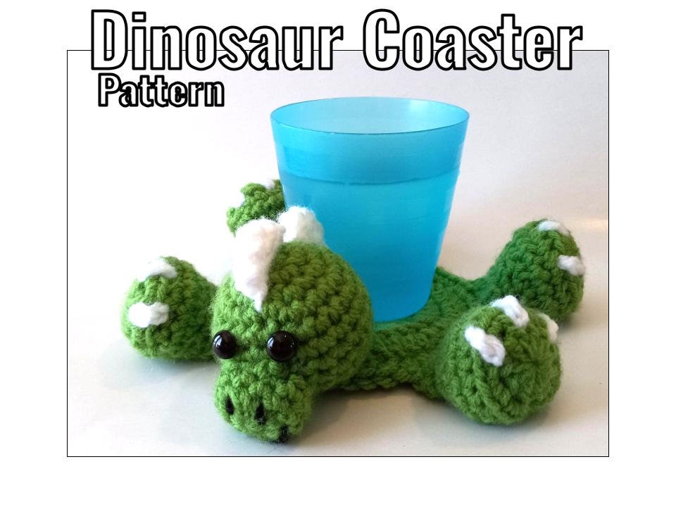 Crochet Dinosaur Coaster Pattern - Animal Coaster - PDF Instructions Only