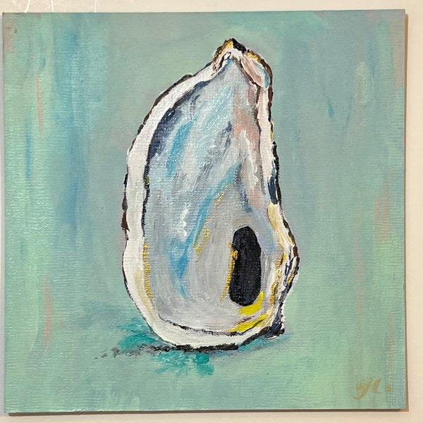 Oyster painting, oyster shell painting, oyster shell art, seashell painting